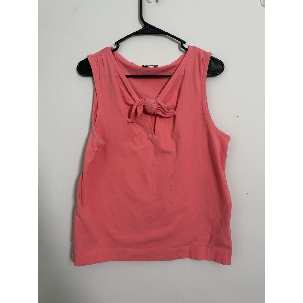 Kate Spade Sz XL Classic Bow Tank Sleeveless Shirt Pink Preppy Barbie Luxe Chic